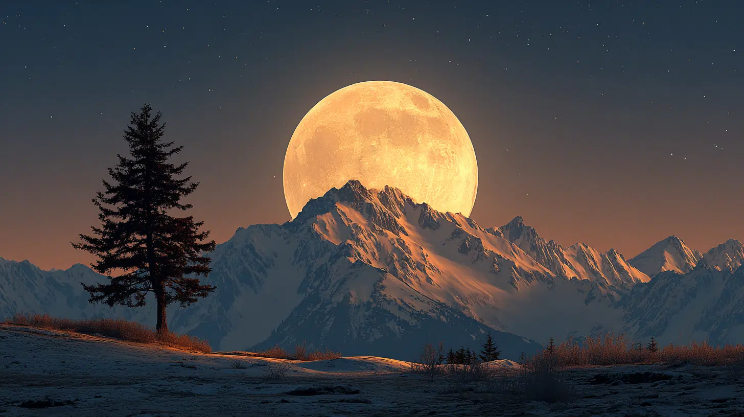 massive golden supermoon rising above snow capped 054626fb 04e4 4d97 9c33 02de6ade217c 0