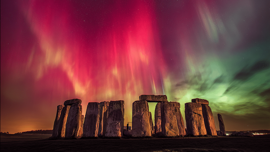 Bright Auroras over Stonehenge